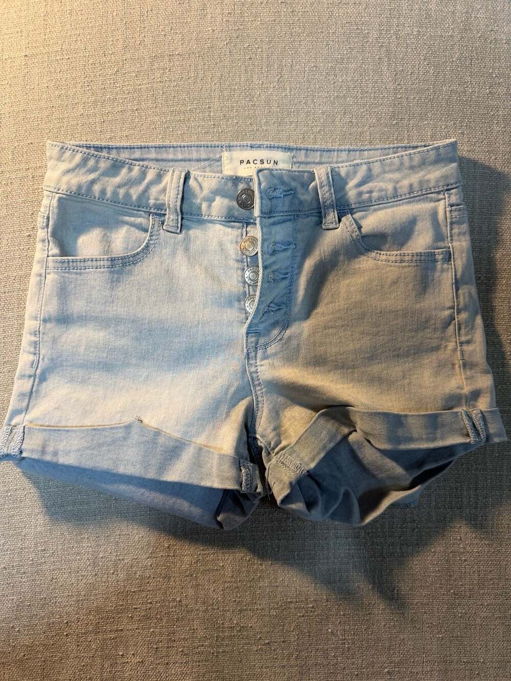 PacSun Super Stretch Shortie Light Wash Cuffed Denim Jean Shorts